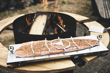 Дошка для приготування лосося MOESTA-BBQ XXL з нержавіючої сталі, FlameBoard, поворотна, для лосося до 60 см