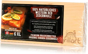 Набір XL дощок для гриля з кедра, 6 шт, grillart®, 100% натуральне західне червоне кедрове дерево, для копчення та грилю