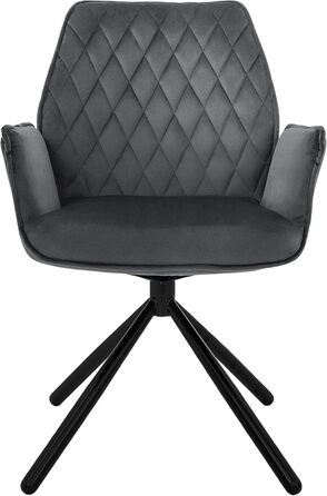 Крісло ML-Design для вітальні та їдальні, обшите велюром, з металевими ніжками, поворотне, ергономічне (1 шт, антрацит)
