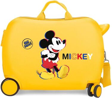 Дитяча валіза Disney Mickey 3D, жовта, 50x38x20 см, ABS, 34 л, 4 колеса, ручна поклажа