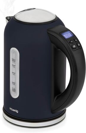 Електричний чайник H.Koenig BOE56, 2200 Вт, 1,7 л, 360° база, LCD, темно-синій матовий