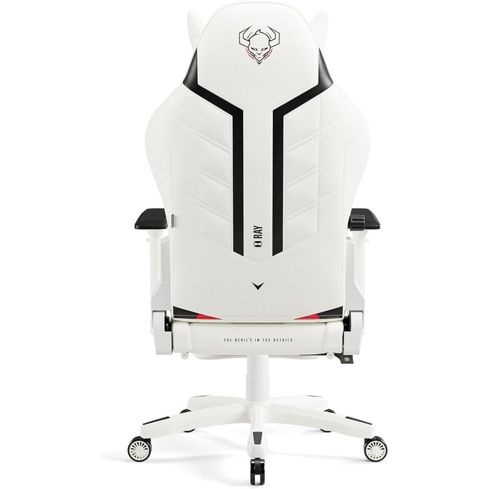 Ігрове крісло Diablo X-Ray King XL, біло-чорне, екошкіра, ергономічне, 4D підлокітники, офісне, з перфорацією та гойданням