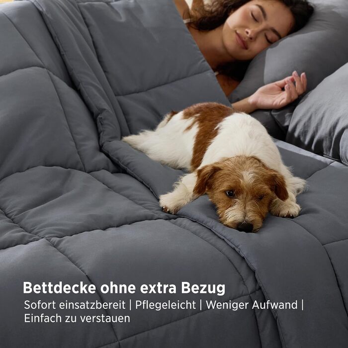 Всесезонна ковдра BEDSURE 240x220 см, стібана ковдра Oeko-TEX, сіра, середньої щільності