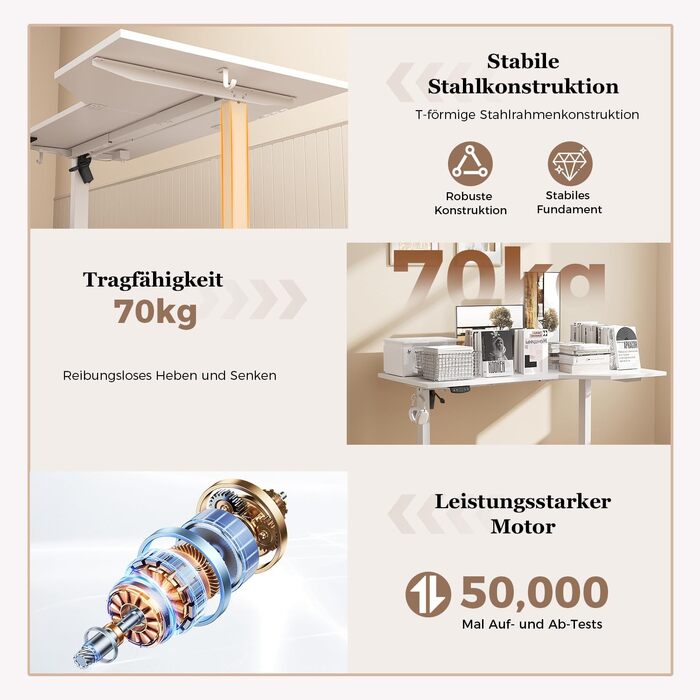 Електричний стіл Klicelor 160x90 см з регулюванням висоти для офісу та дому, білий