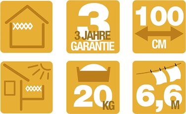 Сушарка для білизни настінна JUWEL Ruck Zuck 100, 6,6 м, срібляста, розсувна, 100 см, до 20 кг