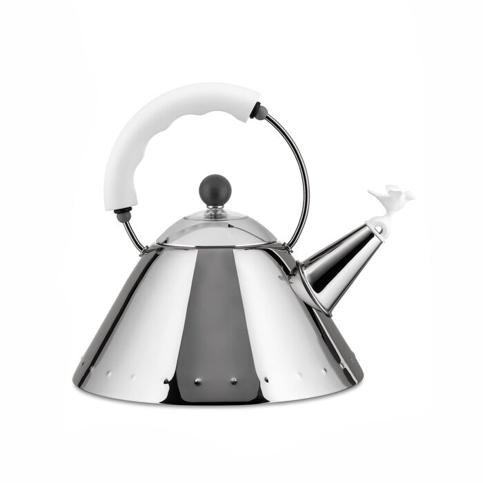 Чайник Alessi Wasserkessel з ручкою та свистком у формі пташки, PA, білий (білий, нержавіюча сталь)