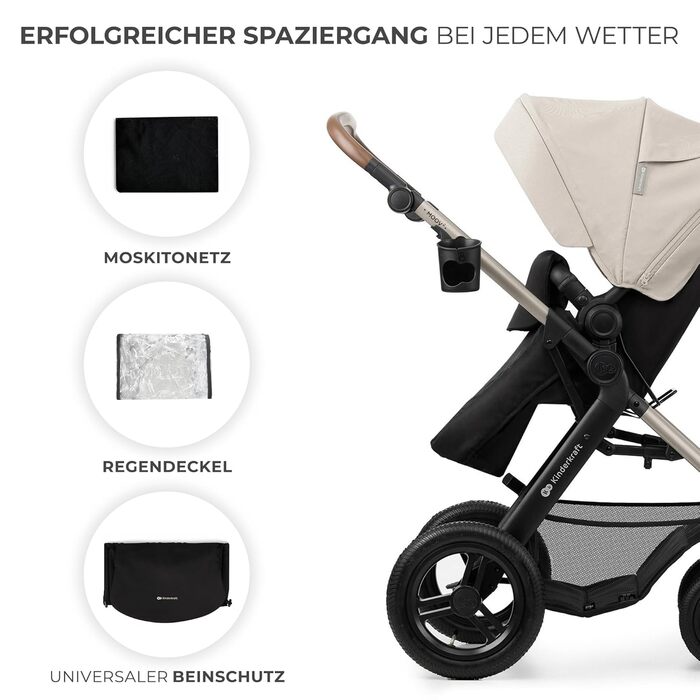 Дитяча коляска Kinderkraft MOOV2 4 в 1 з автокріслом I-SIZE, сіра (CLASSIC)