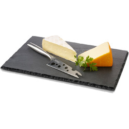 Набір для сиру BOSKA Cheesy L: сланцева дошка та ніж, 2 предмети, 33×23×2,5 см