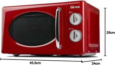 Мікрохвильова піч Girmi FM21 комбінована, 20 л, сталь, червона