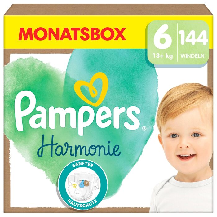 Підгузки Pampers Harmonie розмір 6, 144 шт, для дітей від 13 кг, білі