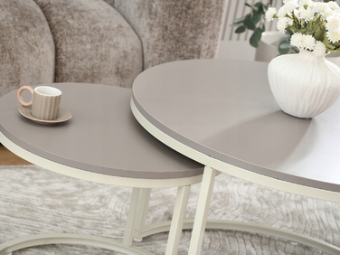 Круглий кавовий столик Mebel-Partner, 80 x 80 x 48,5 см, кремовий, відтінки бежевого