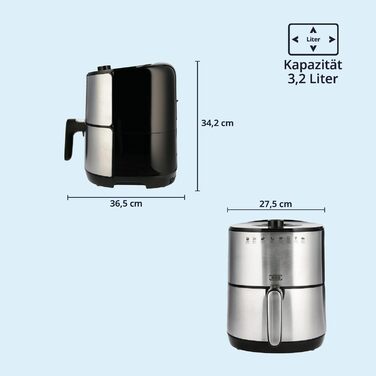 Аерофритюрниця KHG HLF-3200, 3,2 л, 1500 Вт, срібляста, LED, знімний кошик