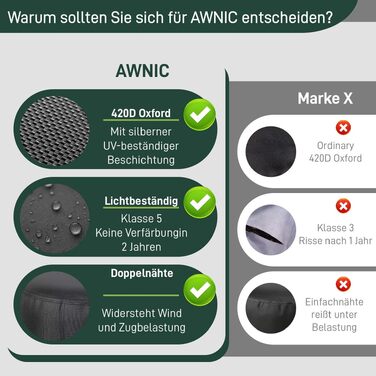 Чохол для садових меблів Awnic 200x135x75 см, 420D Oxford, водонепроникний, анти-UV, міцний, для саду та тераси