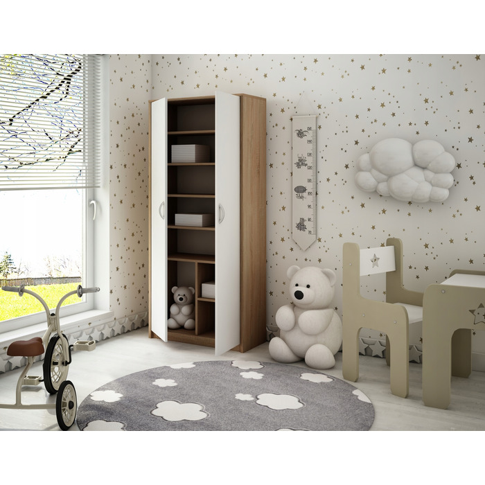Шафа-гардероб Bestseller Patryk R004, 74x180x35 см, білий / дуб сонома
