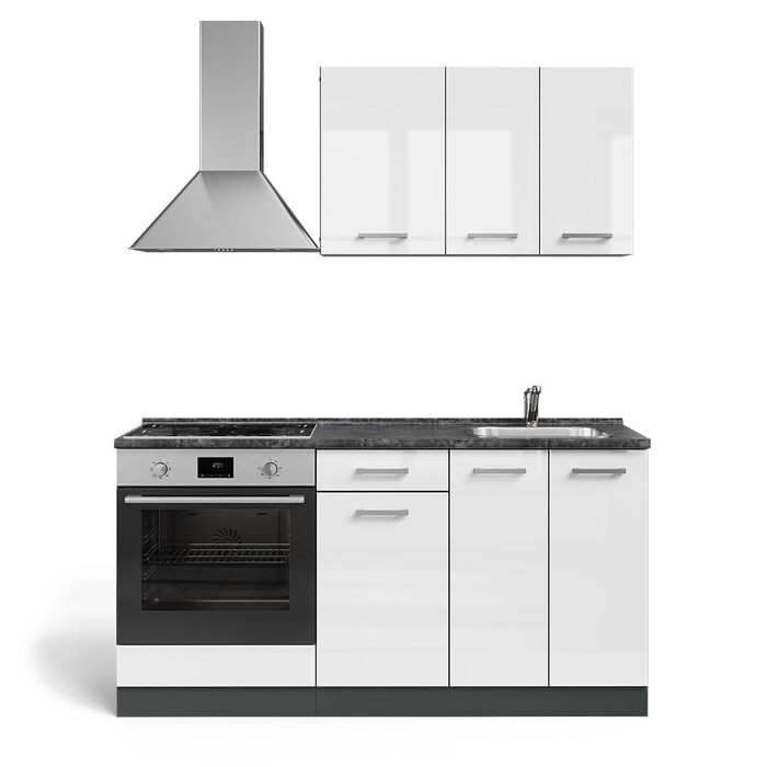 Модульна кухня Vicco R-Line, дуб Goldkraft/антрацит, 160 см, з шафою під плиту, підготовка під мийку та електроприлади (без стільниці)