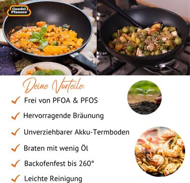 Wok-сковорода Gundel GUSS для індукції, 30 см, антипригарна, PFOA-free, литий алюміній, з ручкою, Akku-Therm дно