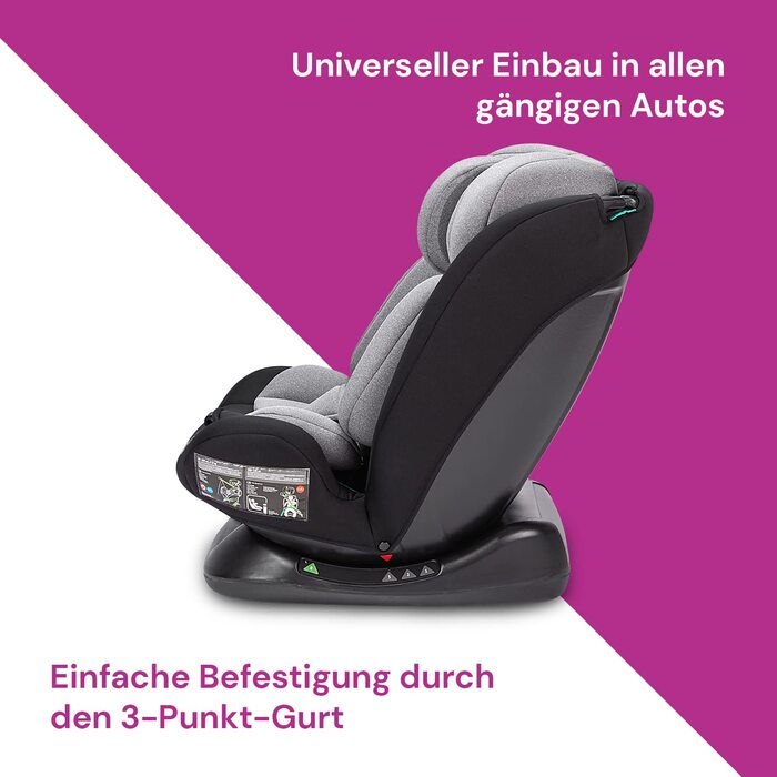 Дитяче автокрісло Booboo Safety London i-Size Reboarder 40-150 см, без Isofix, чорний/сірий