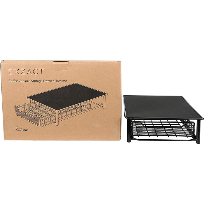 Органайзер для кавових капсул EXZACT, сумісний з Tassimo, на 60 капсул – підставка 2-в-1 під кавову машину та шухляда для зберігання кавових капсул