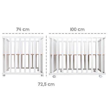 Дитячий манеж roba 75x100 см, складний, дерев'яний, на колесах, регульований по висоті, сірий/тауpe
