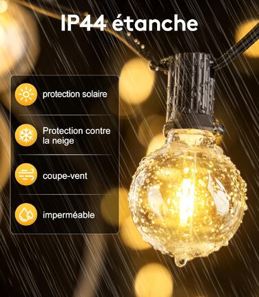 LED гірлянда вулична 30м G40 з пультом, IP44 для саду, тераси, веранди