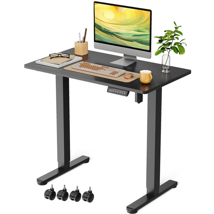 Електричний регульований стіл Gibbon Mounts 88x50 см для дому та офісу, чорний