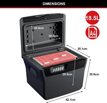 Вогнетривка та водонепроникна касета Master Lock FHW40300 для документів та грошей, електронний замок, 18,5 л, для документів A4, електроніки