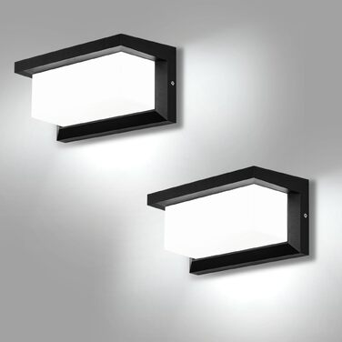 Світильник настінний вуличний LED 18W IP66, прямокутний світильник Up and Down з алюмінію для дому, тераси та гаража, холодне біле світло (2 шт.)