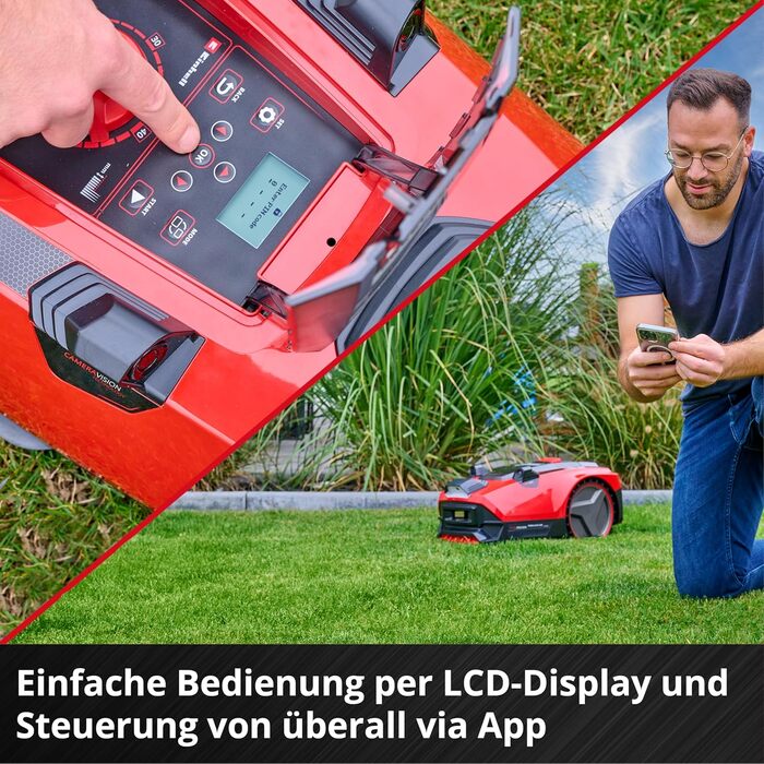 Робот-газонокосарка Einhell FREELEXO CAM PLUS 600 Power X-Change, 18 В, з камерою, без обмежувального дроту, для газонів до 600 м², WiFi, безщітковий двигун, до 25% нахилу, акумулятор 4,0 А·год