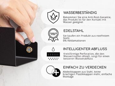 Полиця для душу DABSTORY, настінна, 80 см, нержавіюча сталь, чорна, органайзер для ванної, матове покриття
