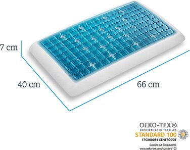 Ортопедична подушка Technogel Deluxe для підтримки шиї, сертифікована, без шкідливих речовин, гелевий наповнювач, для спини та бокового сну, з наволочкою, 66x40x7 см