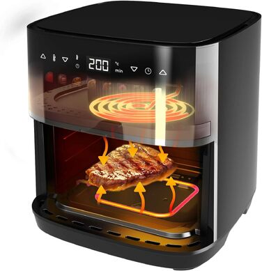 Аерофритюрниця Cecotec Cecofry & Grill Duoheat 4000 без олії, 8л, 1900Вт, з рухомою перегородкою та грилем, чорна