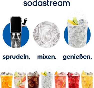 Сифон для газування води SodaStream ART, пляшка 1л та циліндр CO2, чорний