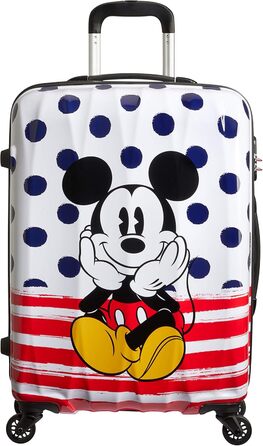 Чемодан American Tourister Disney Legends Mickey Blue Dots, синій, з принтом Міккі Мауса, жорсткий пластик