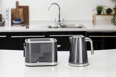 Тостер Russell Hobbs Geo Edelstahl Grau на 2 тости, нержавіюча сталь, 6 режимів, розморожування, підігрів, широкі слоти для хліба