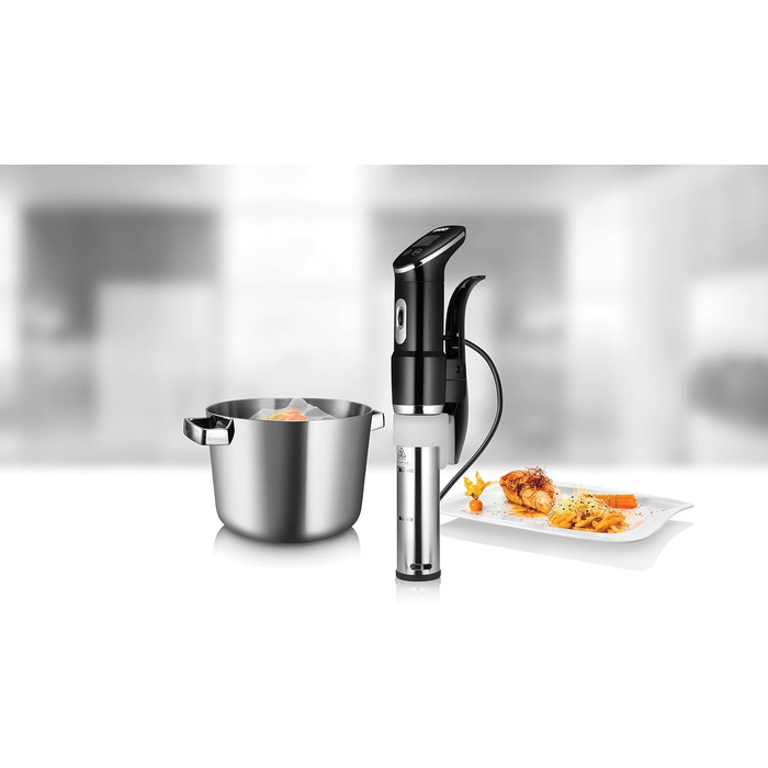 Unold 58915 Sous Vide Stick Time – Погружний су-від для приготування їжі, 1300 Вт, нержавіюча сталь, для каструль від 18 см, точність 0.2°C, до 95°C, 20л