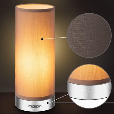 Настільна лампа Monzana 2 шт. з LED, димер, тканинний абажур, сенсорне керування, для спальні та вітальні, колір тауп, матова основа