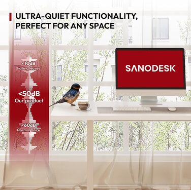 Електричний регульований стіл SANODESK з цільною стільницею 160x80 см, білий - з пам'яттю та гачком