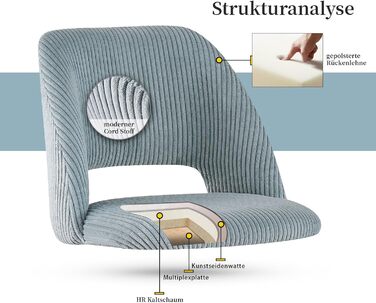 Комплект стільців B&D home Mary 2 шт, антрацит, сучасний м'який кухонний і офісний стілець з корду для вітальні, їдальні, спальні, в стилі модерн та кантрі