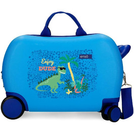 Дитяча валіза Enso Dino, синя, 45x31x20 см, жорсткий ABS-пластик, 24,6 л, 1,8 кг, 4 колеса, ручна поклажа