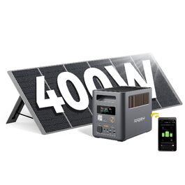 Портативна електростанція AFERIY 1800W 1024Wh LiFePO4, сонячний генератор з швидкою зарядкою 1 год, UPS <10мс, 9 виходів, чиста синусоїда 230V, керування через APP, для кемпінгу, RV та дому (1800pro+400w-set)