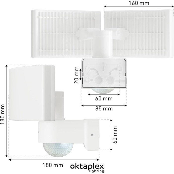 Світильник зовнішній LED Oktaplex Cali Dos Motion 40W з датчиком руху, IP65, тепле біле світло 3000K, антрацит, Master-функція
