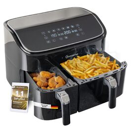 Аерофритюрниця з подвійною камерою Sommertal HF DUAL 900, 9 л, 2850 Вт, з функцією сушіння, сенсорним дисплеєм та 6 програмами, BPA-free