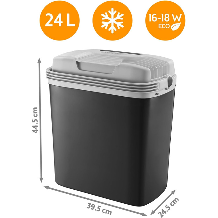 Автомобільний холодильник/термос First Austria 24L з USB-C PD 3.0 (52W) - для авто та кемпінгу, чорний/сірий