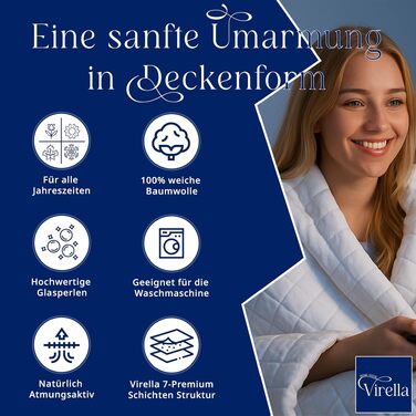 Обтяжувальна ковдра Virella 5 кг, 135x200 см, важка ковдра для сну з 100% бавовни