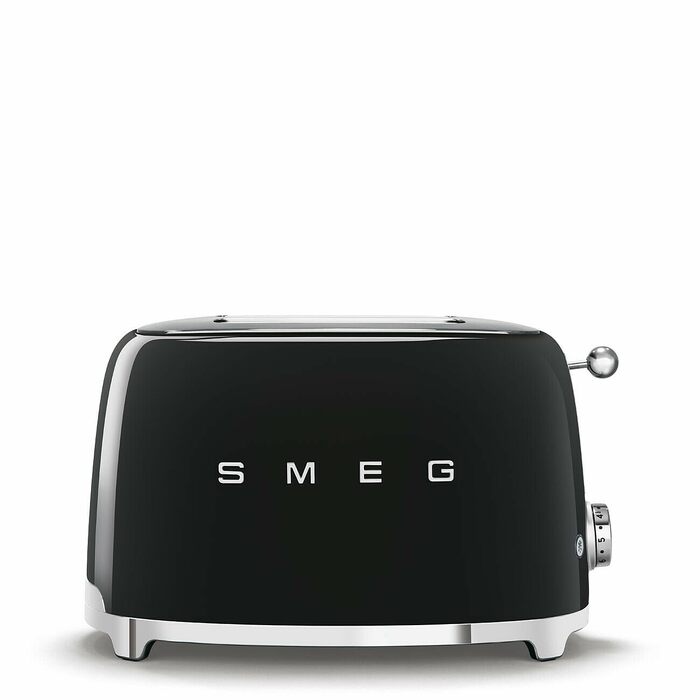 Тостер Smeg TSF01CREU 2-слотовий, чорний - 6 рівнів підсмажування, функція розморожування та підігріву, 950 Вт