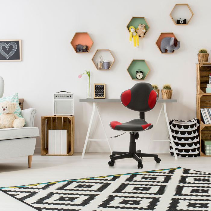 Дитяче крісло для письмового столу KIDDY GTI-2, тканина, сірий/червоний, hjh OFFICE