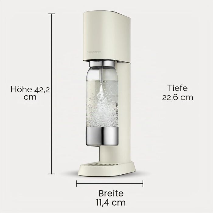 Сифон для газування води SodaStream ENSO з пляшкою 1л та вуглекислотним циліндром CO2, пісочно-білий