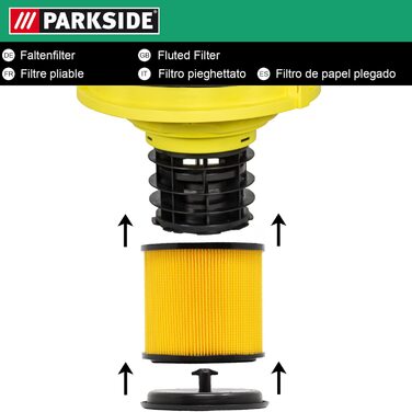 Складчастий фільтр Parkside для пилососа Lidl PNTS 1250–1500, всі моделі, сухого та вологого прибирання