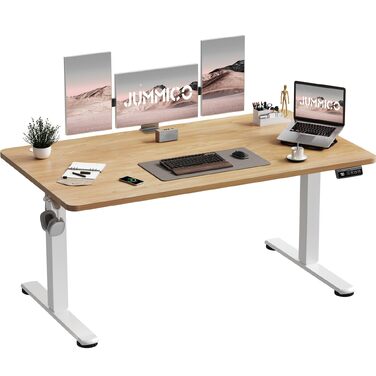 Електричний регульований стіл JUMMICO 140x60 см, бежевий - стоячий стіл з функцією пам'яті