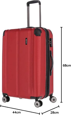 Валіза Travelite City L, 77 см, об'єм 113-124 л, великий дорожній кофер-тролей, червоний